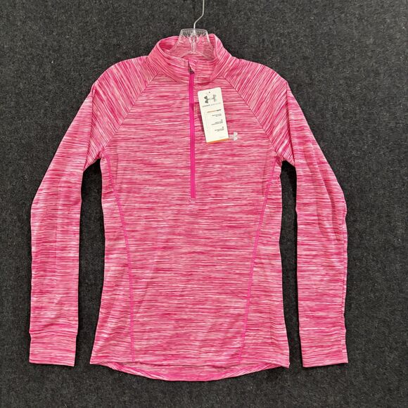Under Armour Pullover Womens Small Pink Fitted 1/2 Zip Running Top All Season - Picture 1 of 9